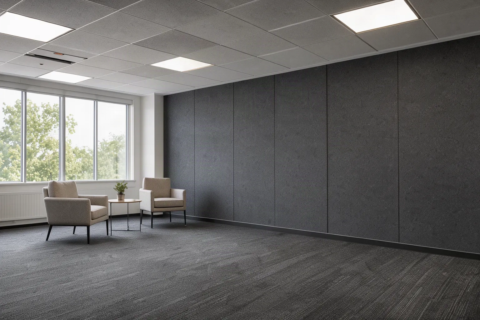 Espace de bureau après traitement acoustique